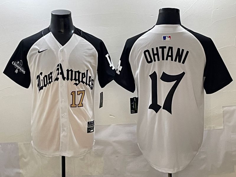 Men 2025 Los Angeles Dodgers #17 Ohtani White black Five generations Joint Name Nike MLB Jersey style 5261->->